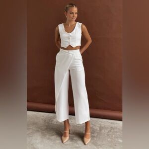 Solid Asymmetrical Straight Leg Pants Set